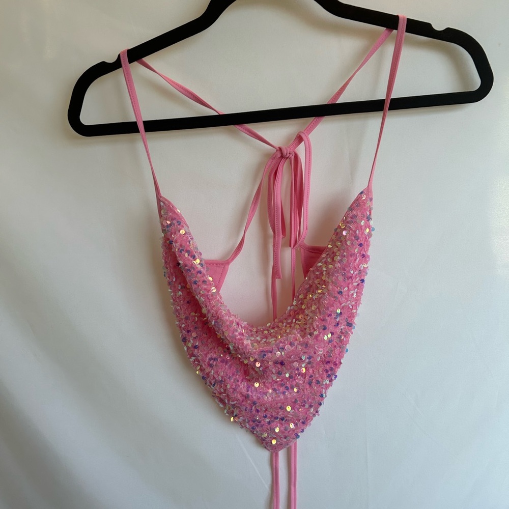 Sequence pink backless top